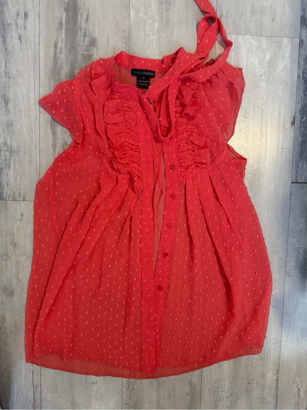 Candie's Red Ruffled Button-Front Sleeveless Blouse
